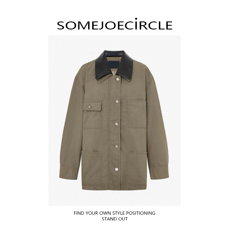 【DZ】SOMEJOECIRCLE【皮领】25可拆皮领猎装夹克工装外套时尚8079