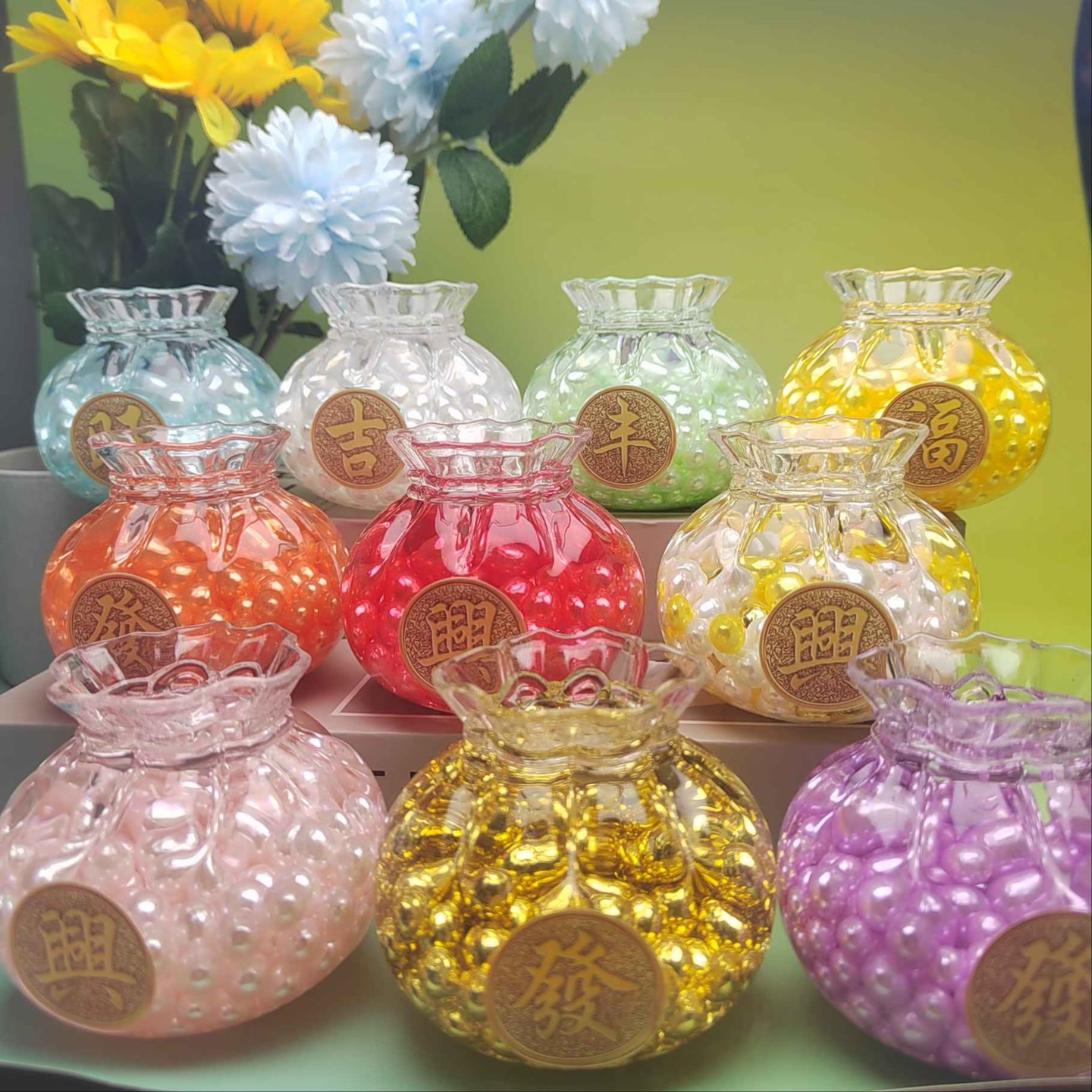 珍珠钱袋子【珍珠夜光钱袋子】10色桌面摆件新年.财