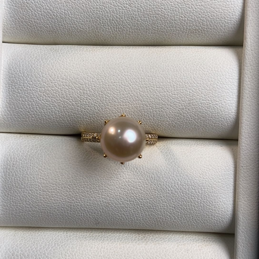 海水珍珠戒圈银S925镶嵌