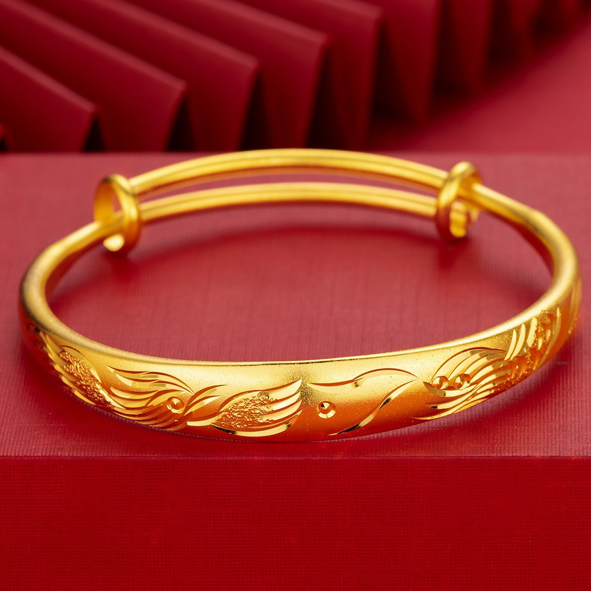 合金手镯 C105 K10龙凤呈祥推拉女镯