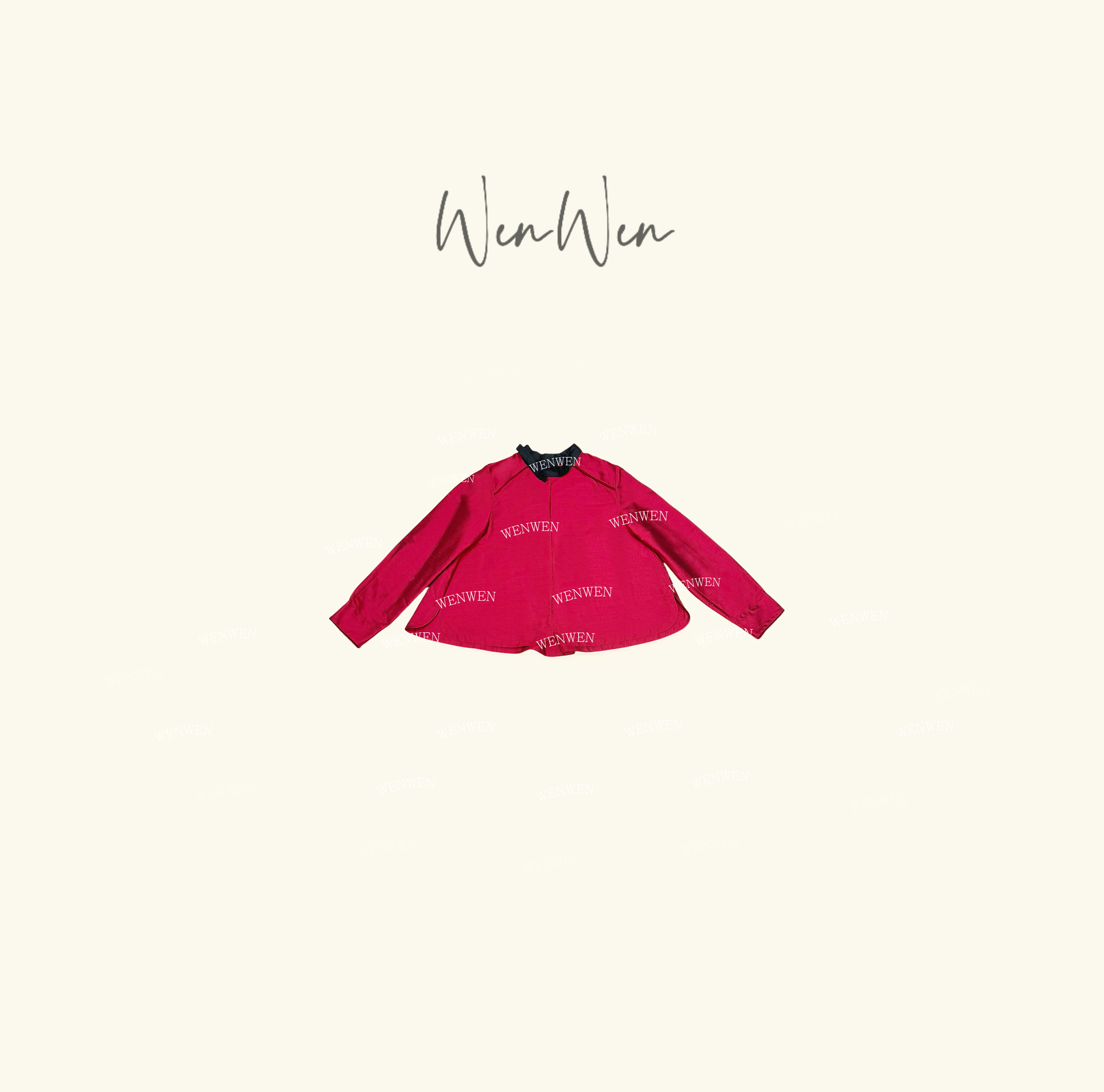 WENWEN-深圳原创【“晚意”25秋季双宫丝圆领上衣】SY1023
