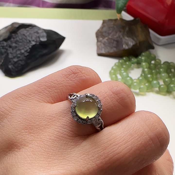 岫玉银S925镶嵌吊坠(不含链)