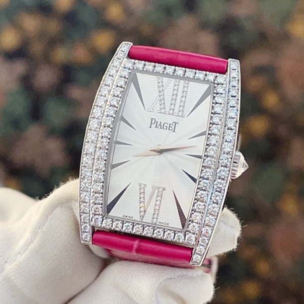 99新 Piaget/伯爵 酒桶全原钻白金机械女表