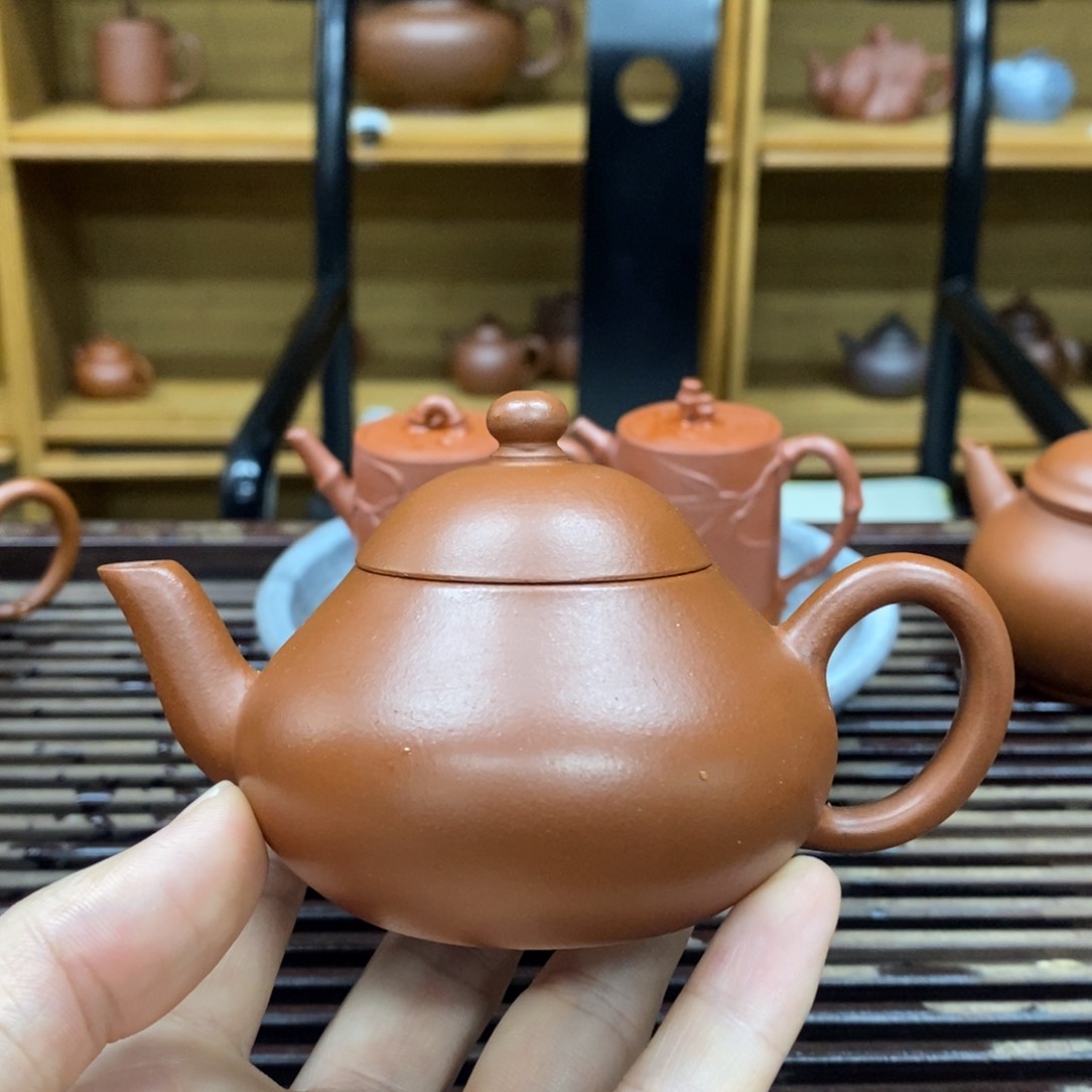紫砂茶壶嘉道梨100毫升朱泥