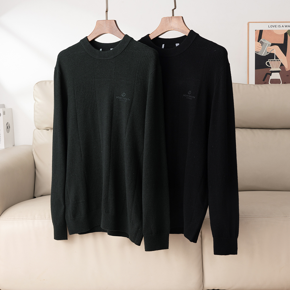 豆撤柜款！100%绵羊毛！圆领长袖针织衫男秋冬保暖羊毛衫百搭打底衫