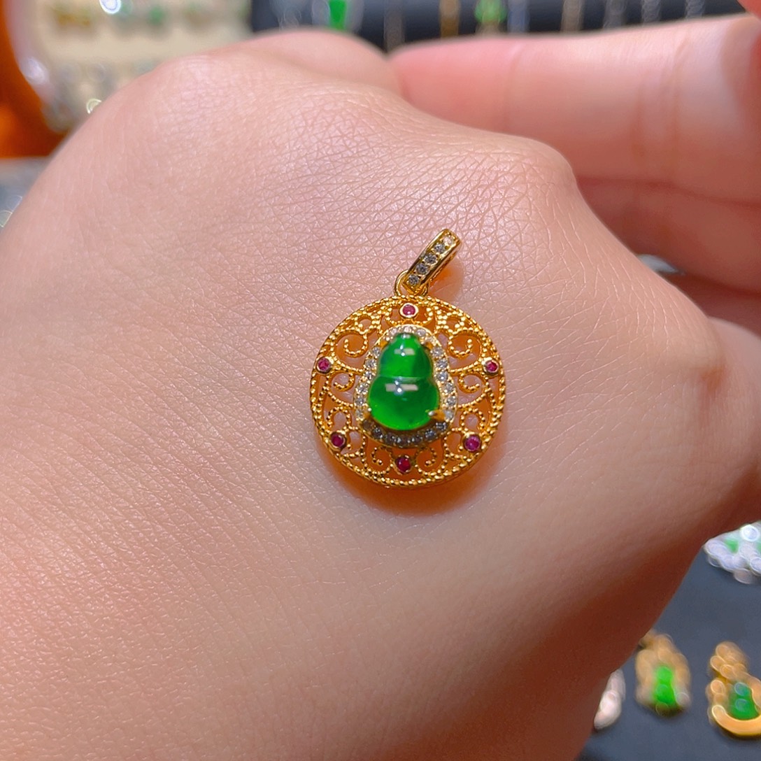 翡翠银S925镶嵌吊坠(不含链)