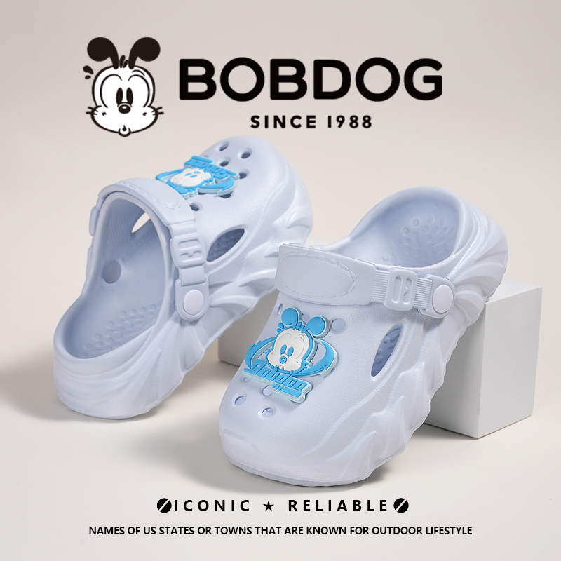 Bobdog/巴布豆儿童夏季包头厚底防滑软底透气EVA百搭洞洞凉鞋拖鞋