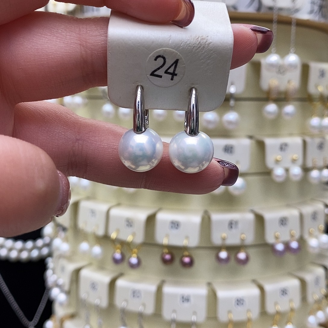 淡水珍珠耳饰银S925镶嵌