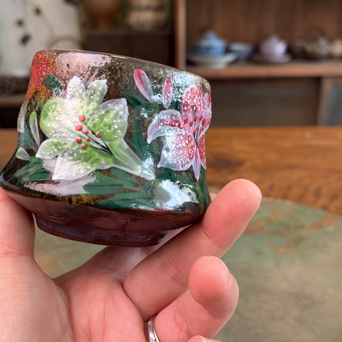 杯柴烧手工手绘陶瓷