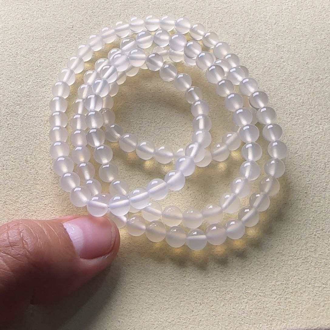 玛瑙/玉髓手链未镶嵌6.2mm荔枝冻