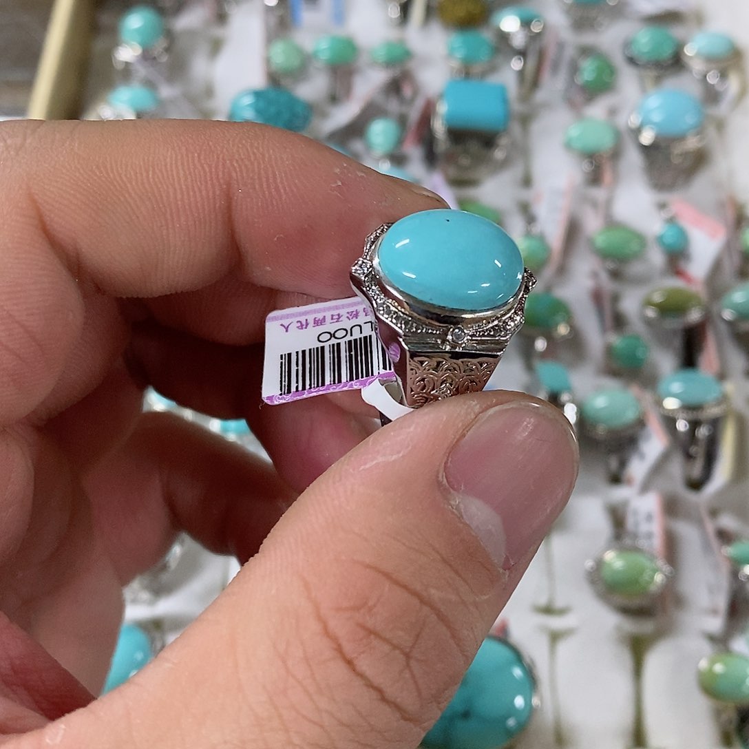 绿松石珠宝奇石银S925镶嵌