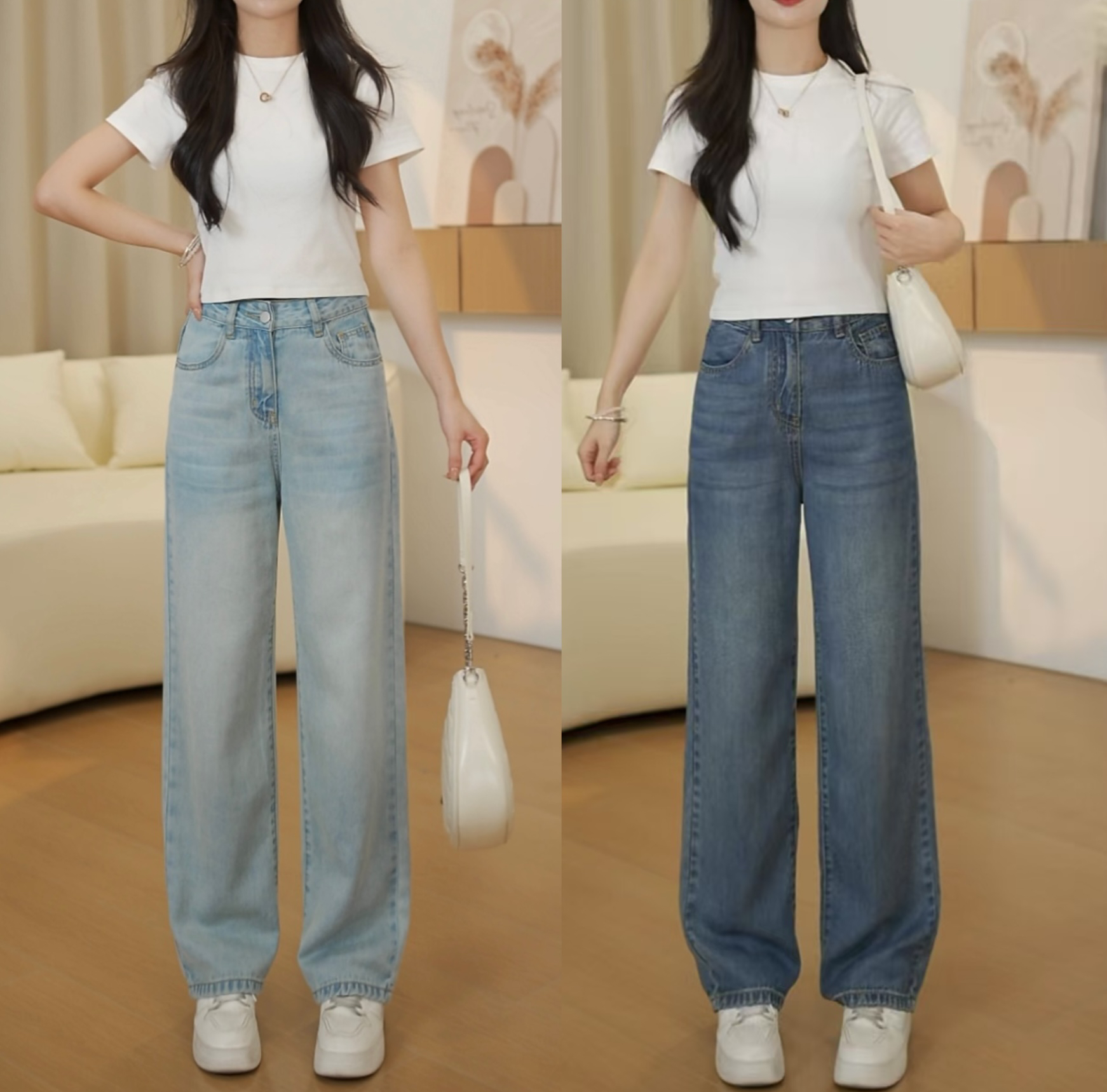 小个子薄款女夏季牛仔裤天丝冰冰凉凉窄版直筒裤高腰百搭显瘦长裤