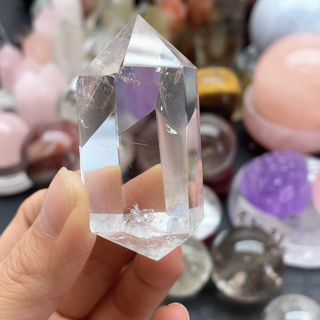 未镶嵌珠宝半成品水晶60白水晶双尖