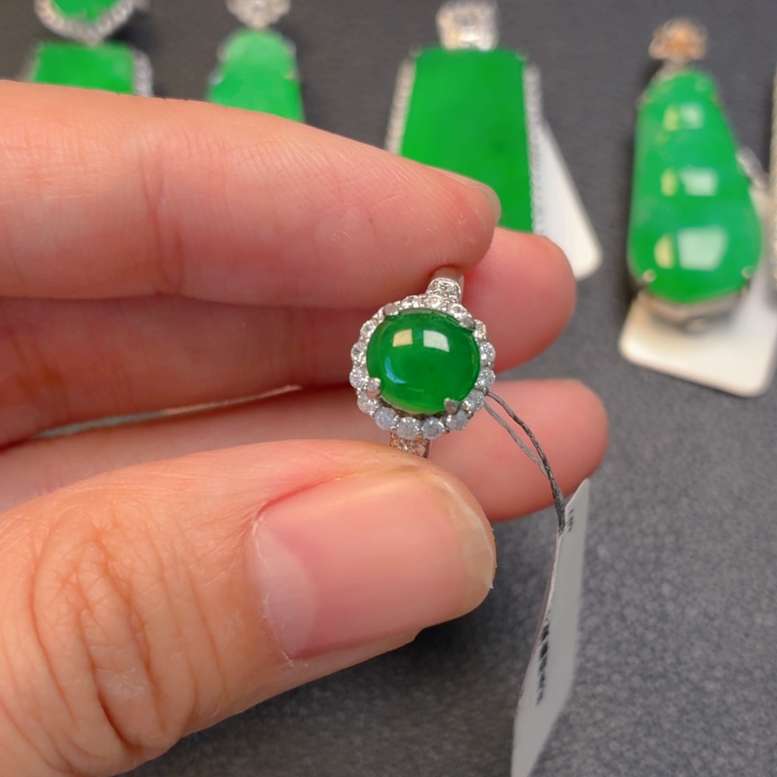 翡翠银S925镶嵌吊坠(不含链)戒指