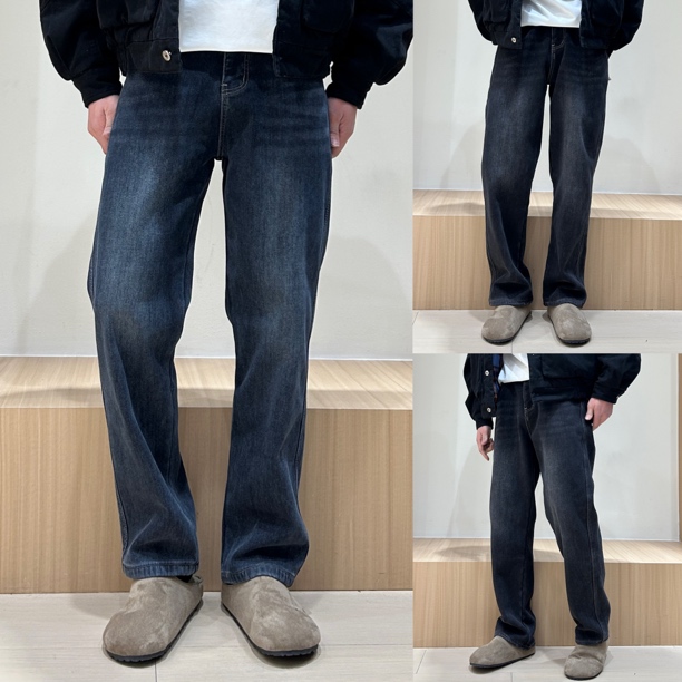 秋冬季修身美式复古水洗直筒宽松阔腿百搭显瘦牛仔裤男小直角裤