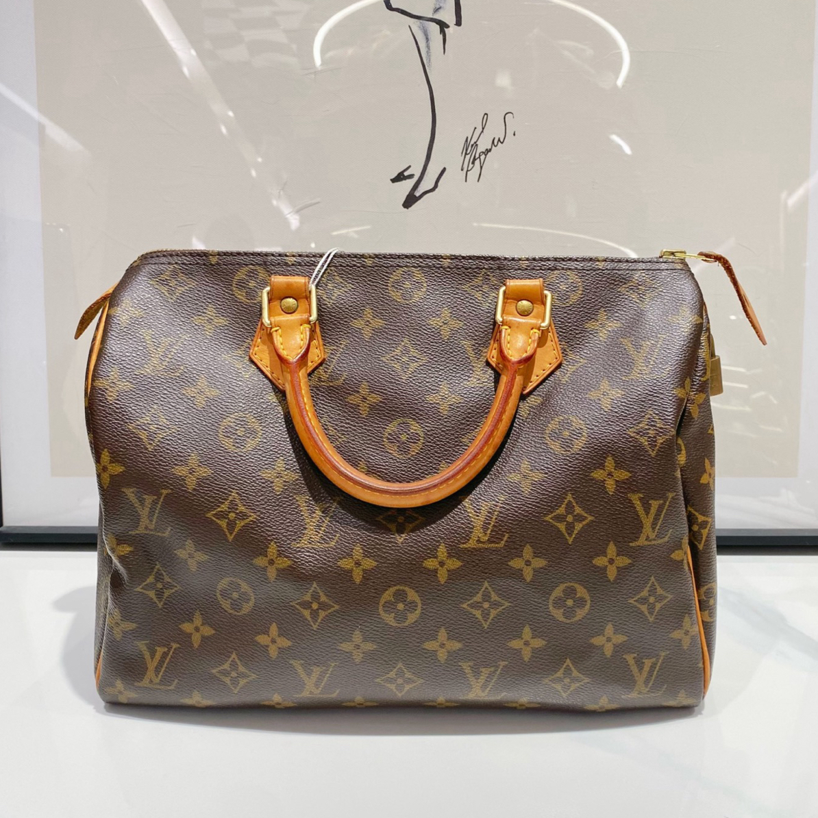 99新 LouisVuitton/路易威登 lv speedy30 单肩斜挎包（14001）