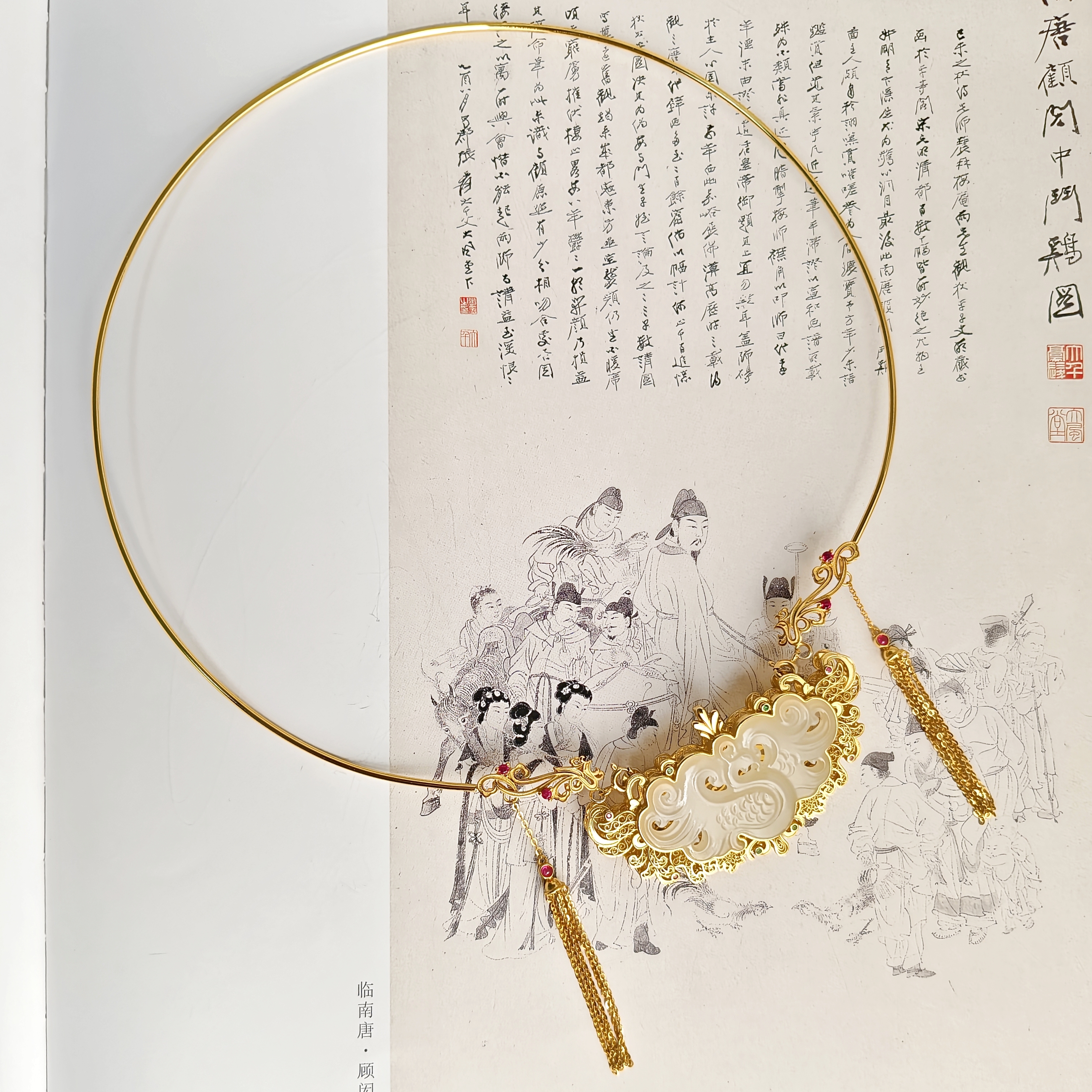 吴越老银铺925银和田玉手工錾刻凤凰吊坠胸针赠项圈一款多戴国风