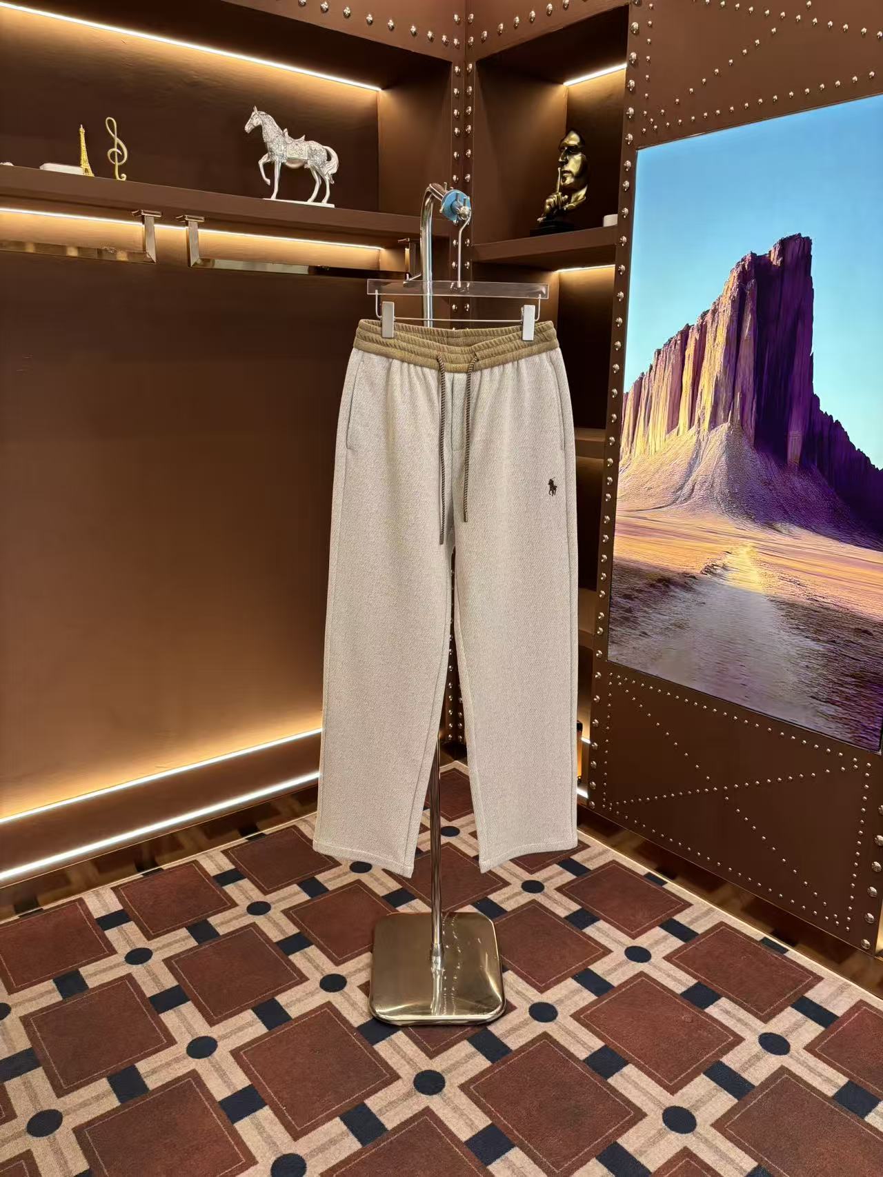 轻奢男士休闲长裤休闲裤运动针织时尚百搭秋冬抽绳泡泡斜纹