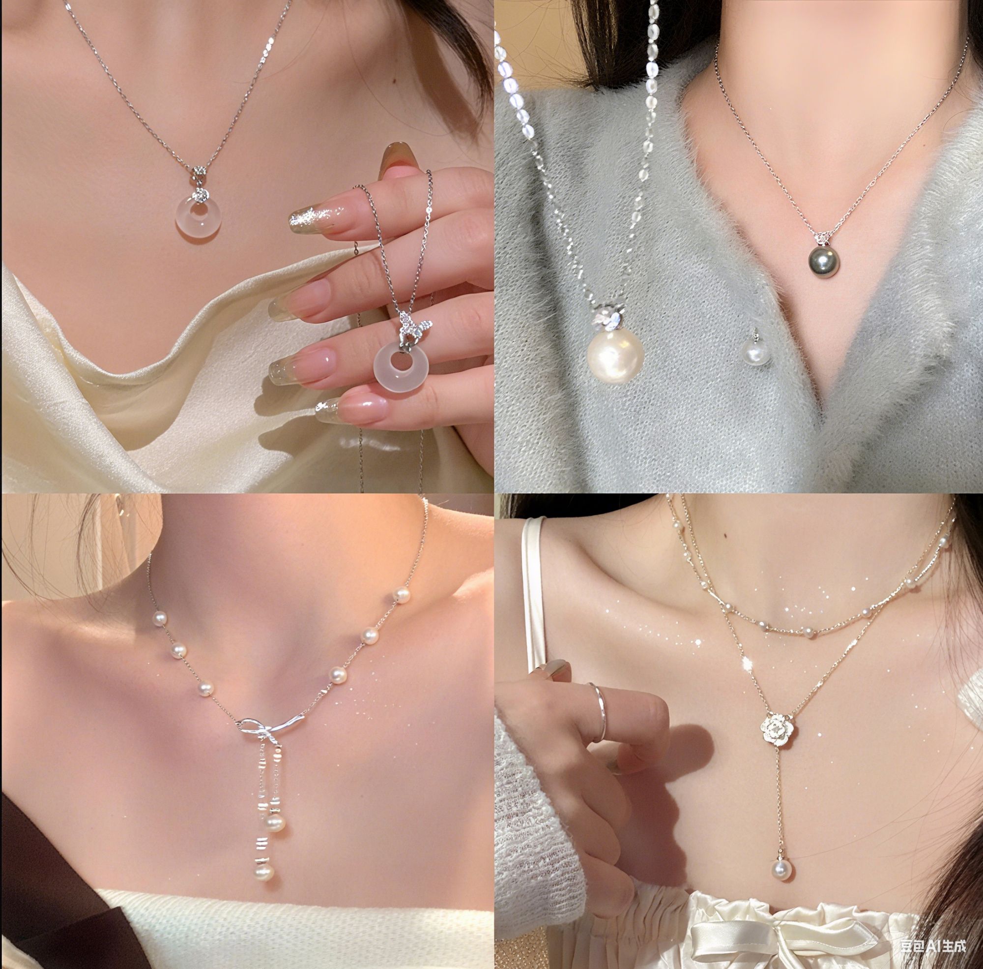 钛钢合成锆石项链 设计感项链配饰珠宝休闲风女韩版韩式简约时尚