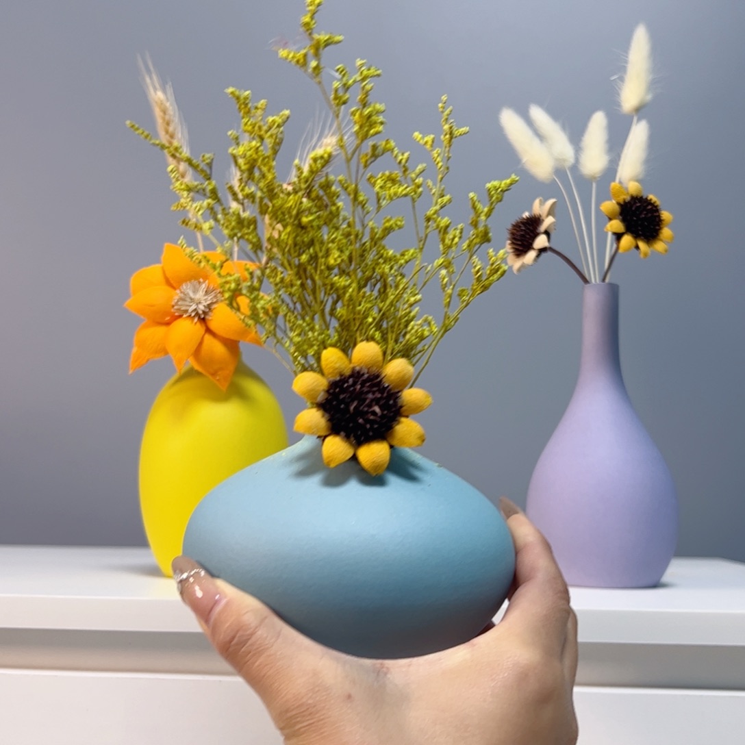 瓷片景德镇手作陶瓷花瓶摆件无孔