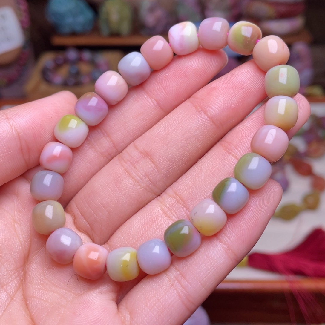 玛瑙/玉髓珠宝半成品未镶嵌盐源玛瑙仙色系老型手串