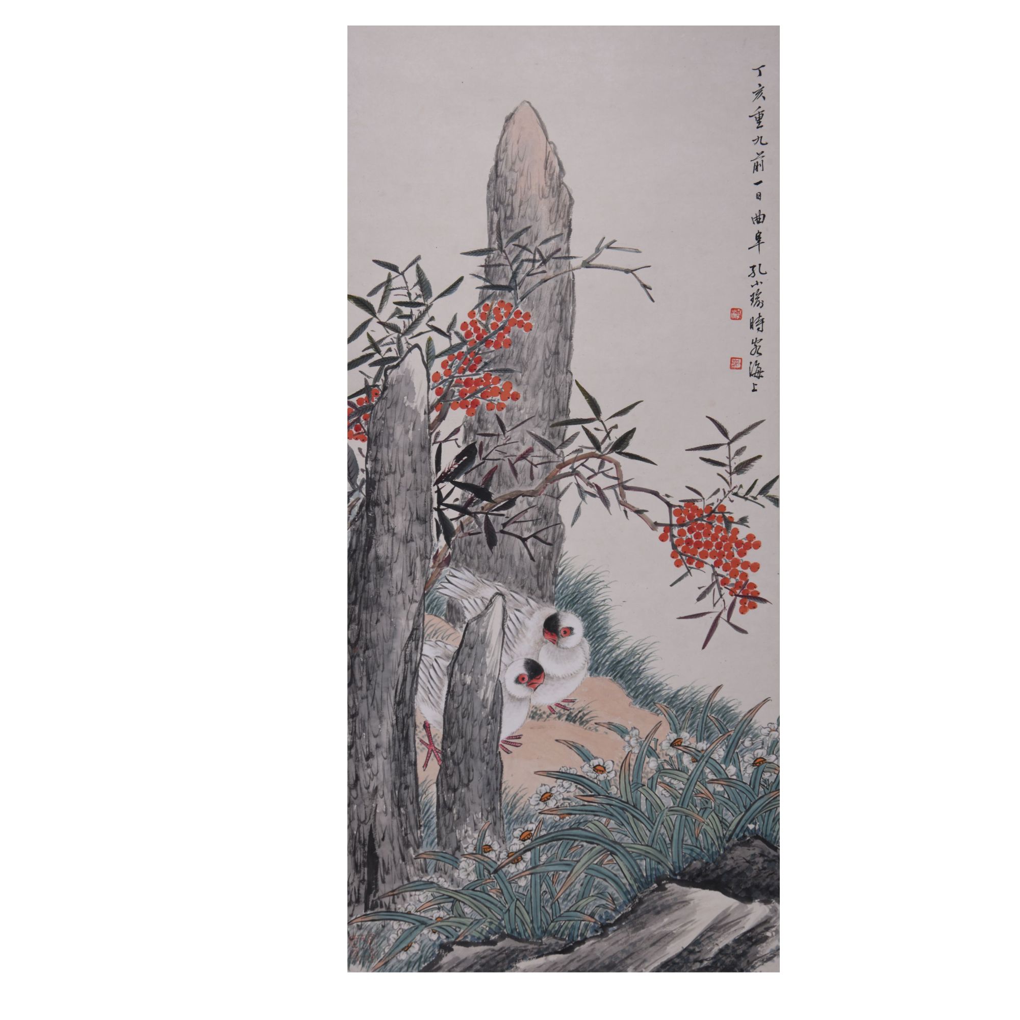 LOT.001 孔小瑜 鹦鹉 95*43cm 纸本设色立轴