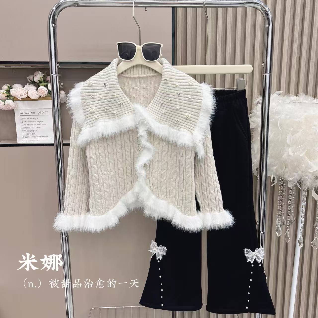 女童小香风套装2025秋季新款毛衣外套毛衣时尚韩版两件套2675