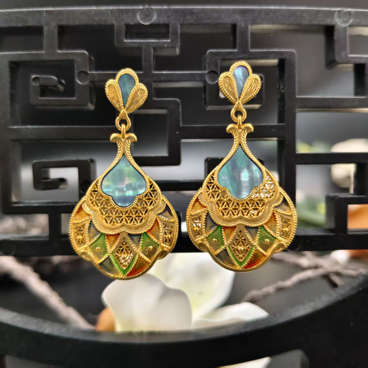 【恒潮珠宝】17.43g足金古法耳饰国潮H0964808