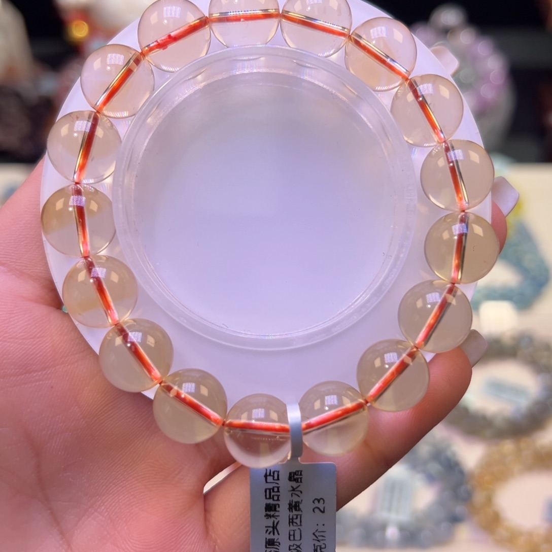 水晶手串未镶嵌毕业级巴西黄水晶12.2mm