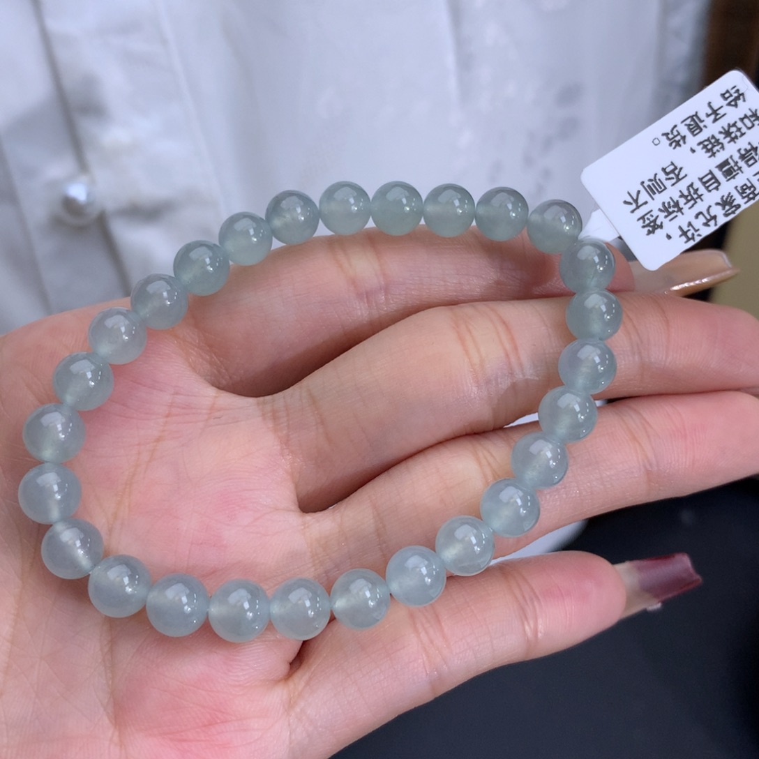 翡翠手链未镶嵌卡6.6冰蓝晴手串
