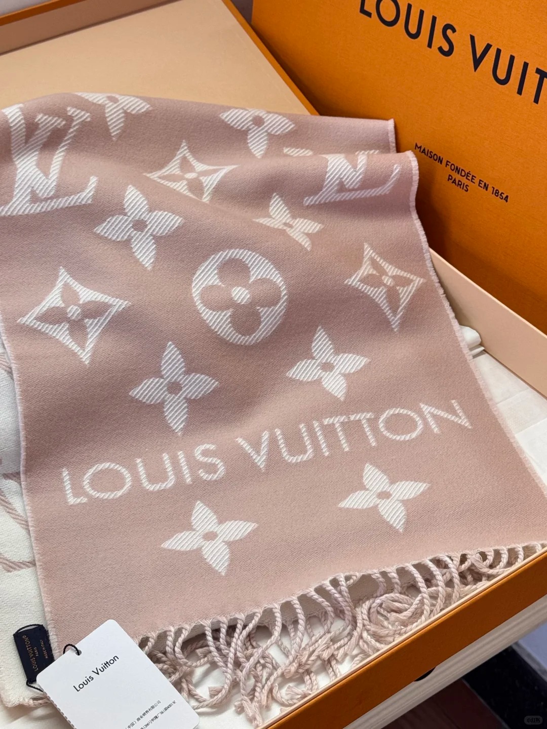 未使用 LouisVuitton/路易威登 lv羊毛围巾粉色/全新/优选