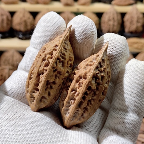 文玩核桃把件柳叶 