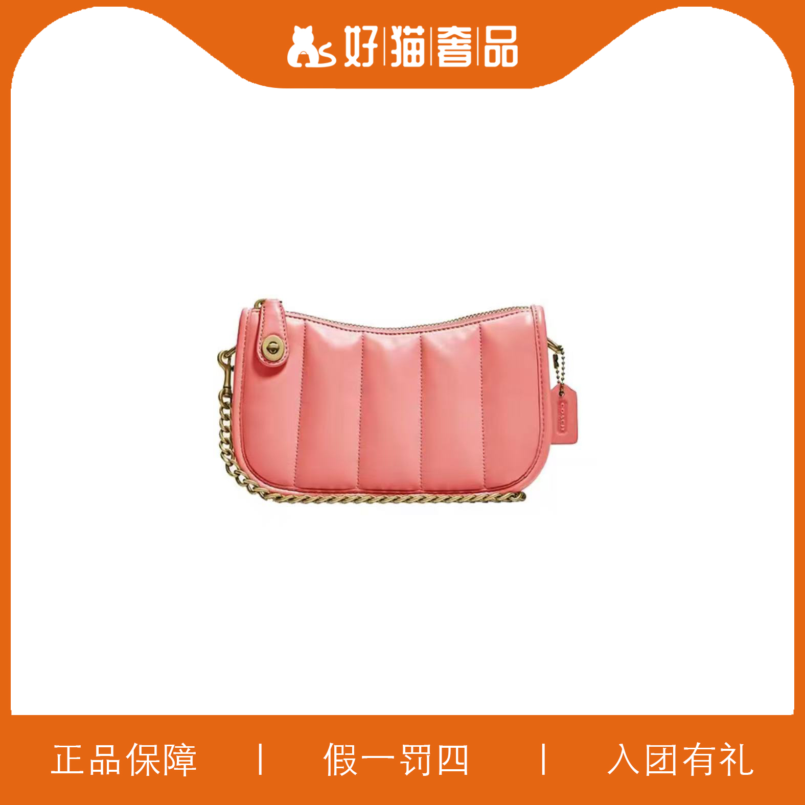 95新 COACH/蔻驰 蔻驰粉色云朵腋下包/P1750/20X12X6