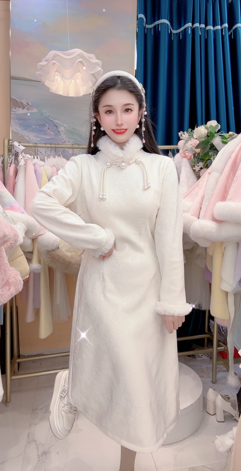 新中式加绒加厚改良旗袍2025盘扣新款秋冬保暖年轻连衣裙气质