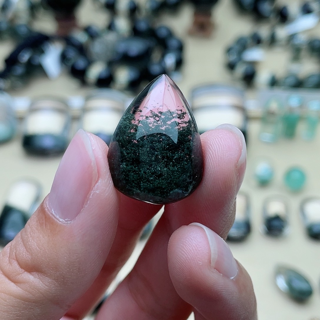 水晶耳饰未镶嵌绿幽灵聚宝盆吊坠