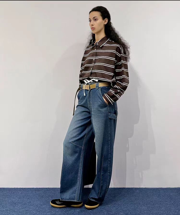 VVNK JANE PLUS2025夏季新款复古水洗宽松牛仔裤子女