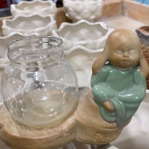 陶瓷水培绿色和尚1112222