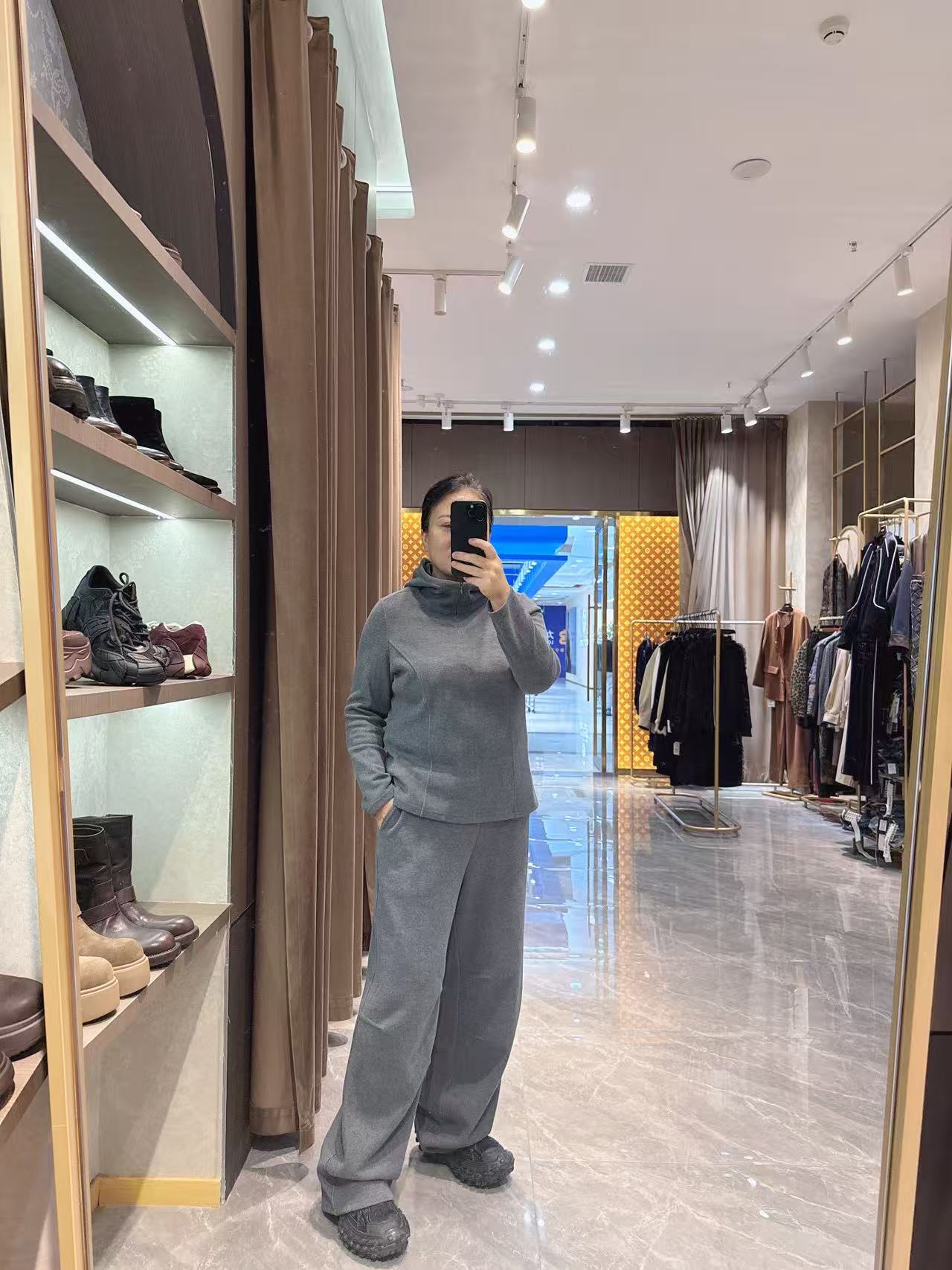 长袖宽松型休闲纯色套装秋冬