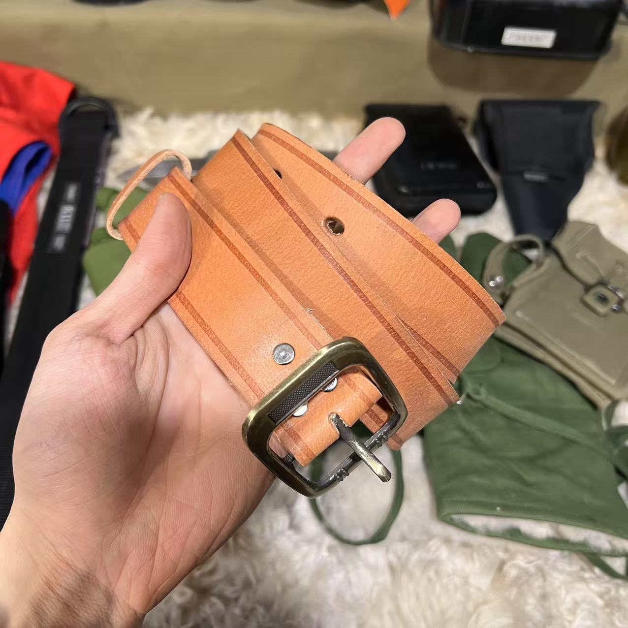 正品合金扣牛皮腰带长度一米二