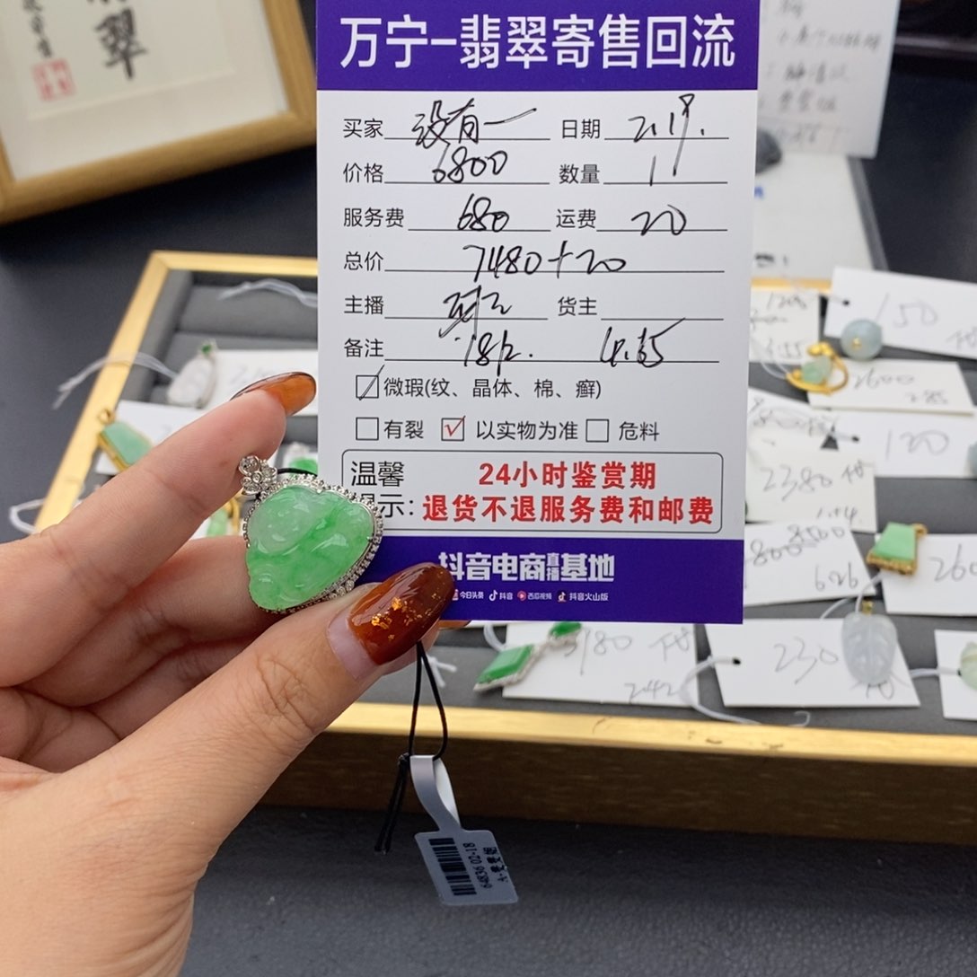 翡翠颈饰18K金镶嵌没***子