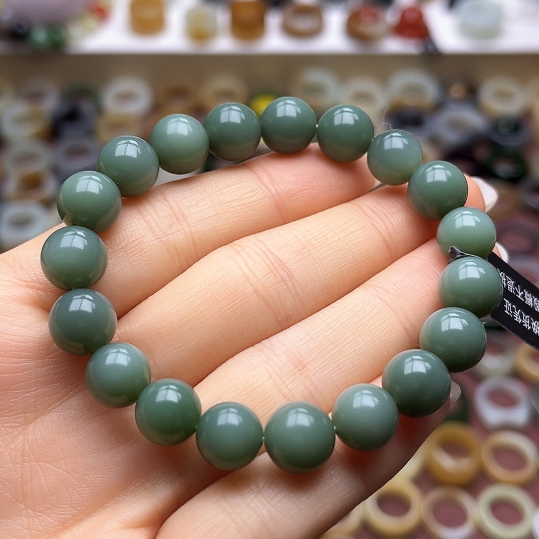 和田玉未镶嵌戒指卡10粉青