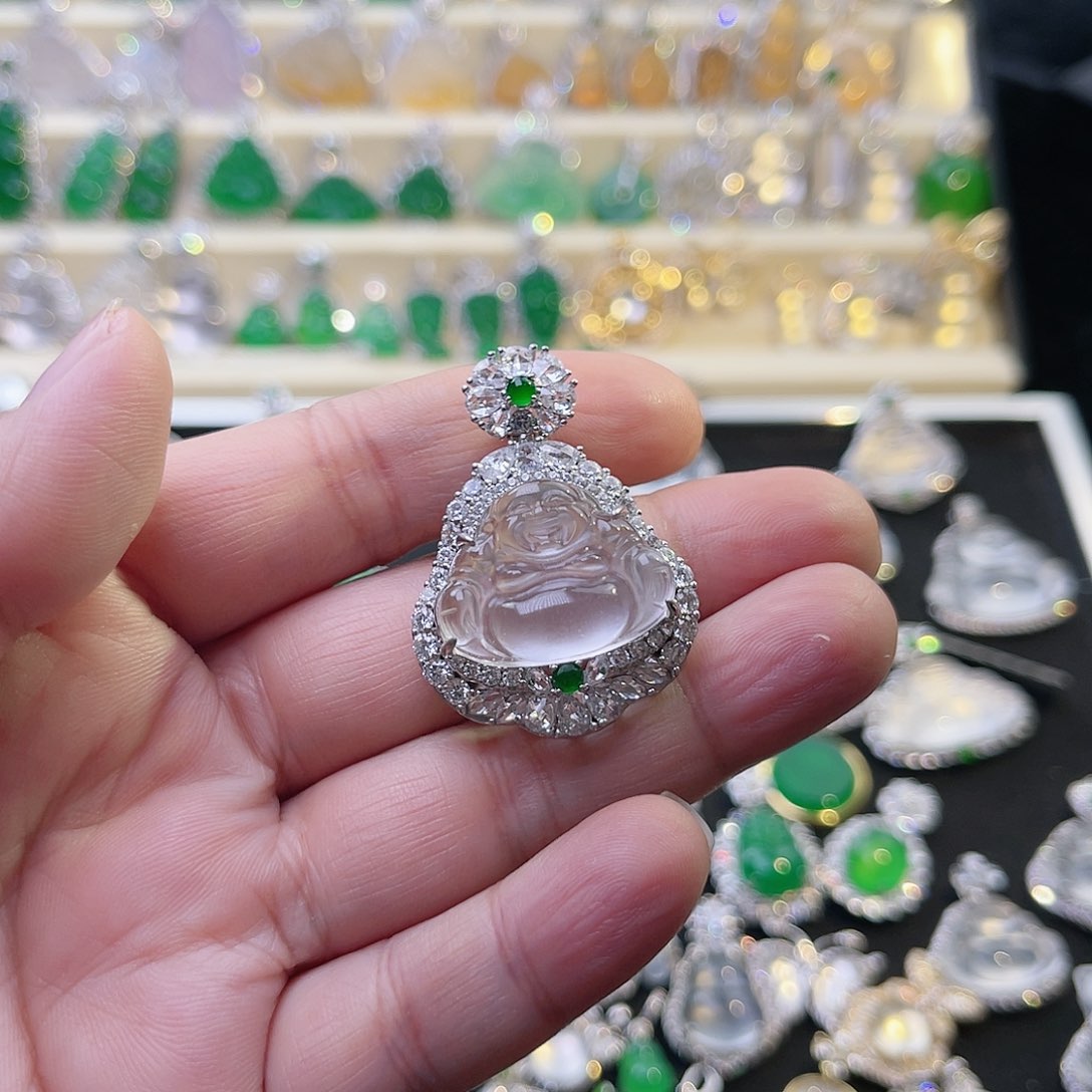 颈饰银S925镶嵌石英质玉零***1佛公