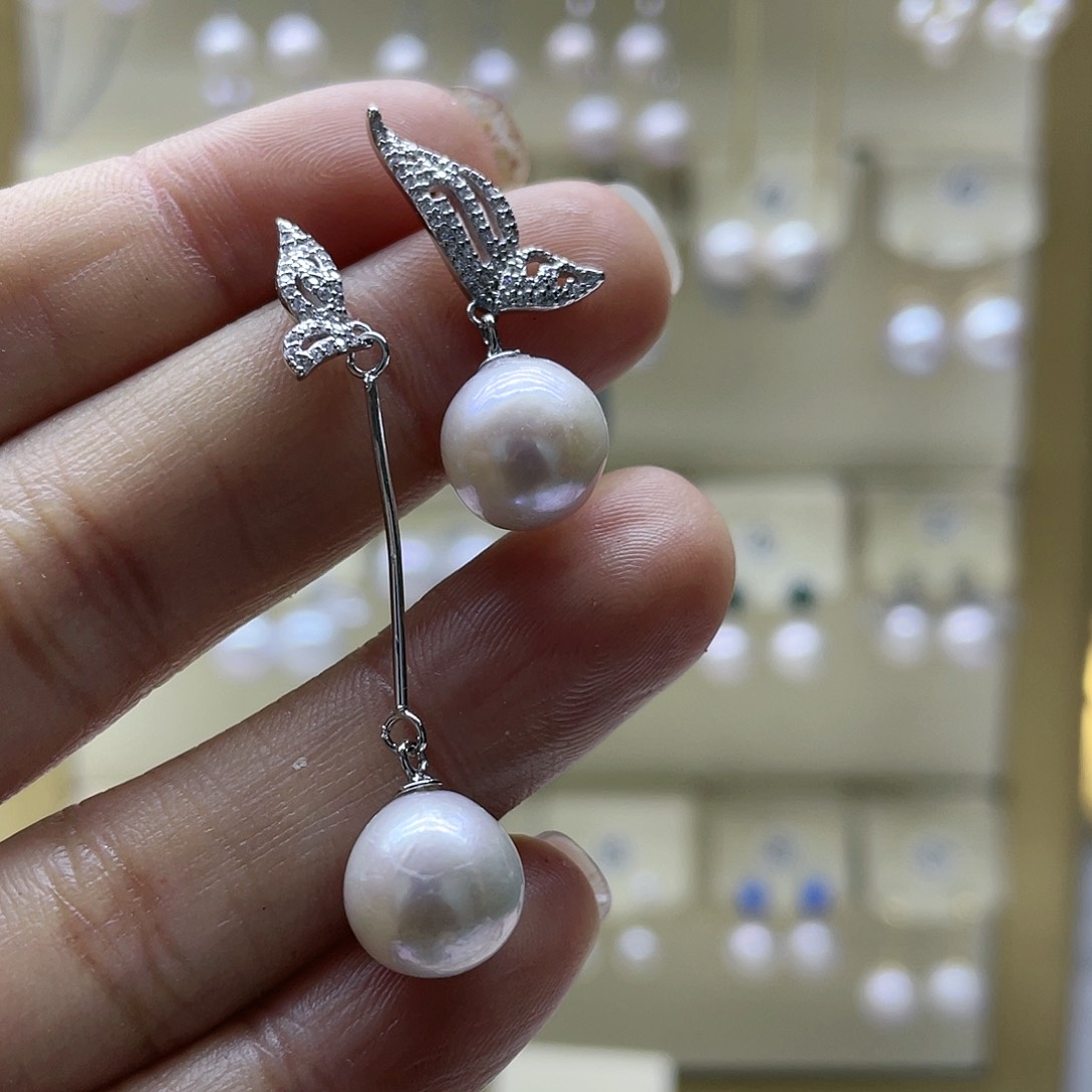 淡水珍珠耳饰银S925镶嵌