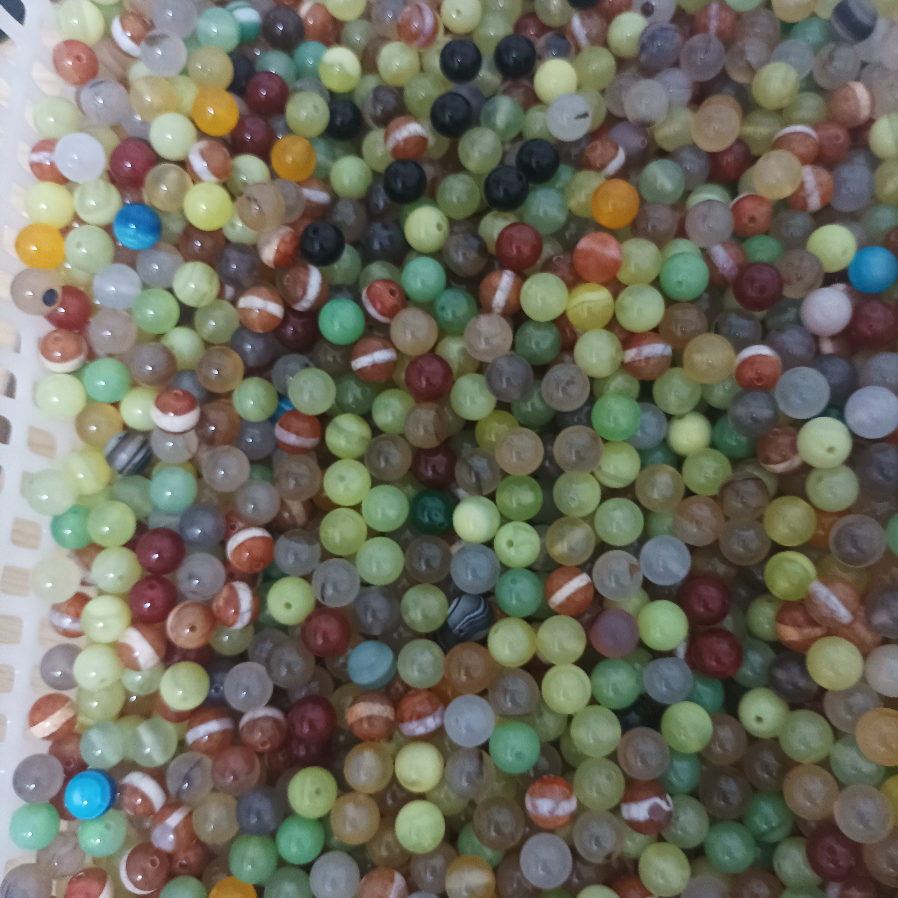 阿福 条纹玛瑙珠子微瑕有纹有裂处理品直播间选购，私拍随机一颗
