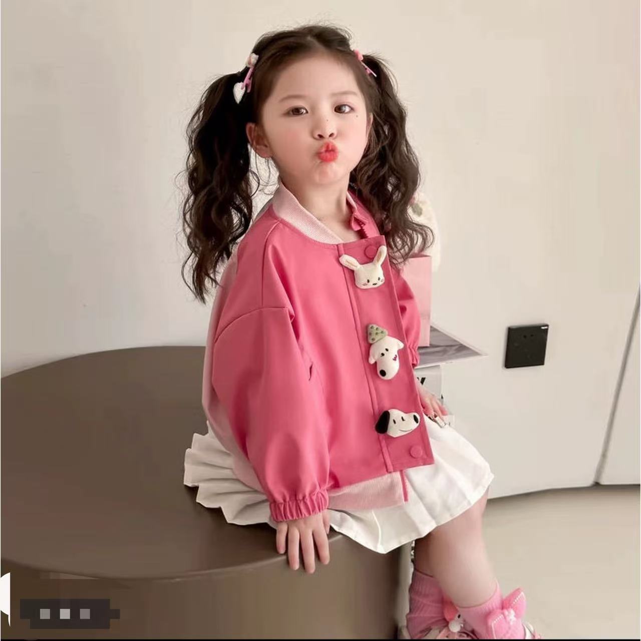 155-秋款粉色卡通棒球服外套