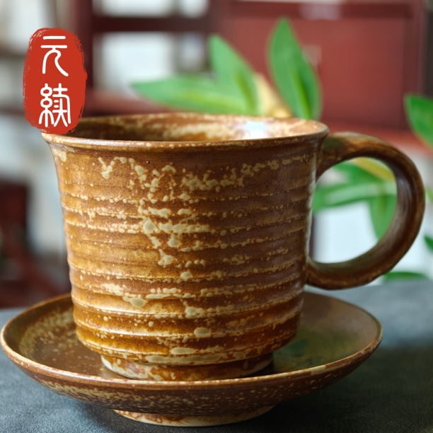 【元续寻瓷】耀州窑原矿高温柴灰釉全手工咖啡杯家用陶瓷纯手工