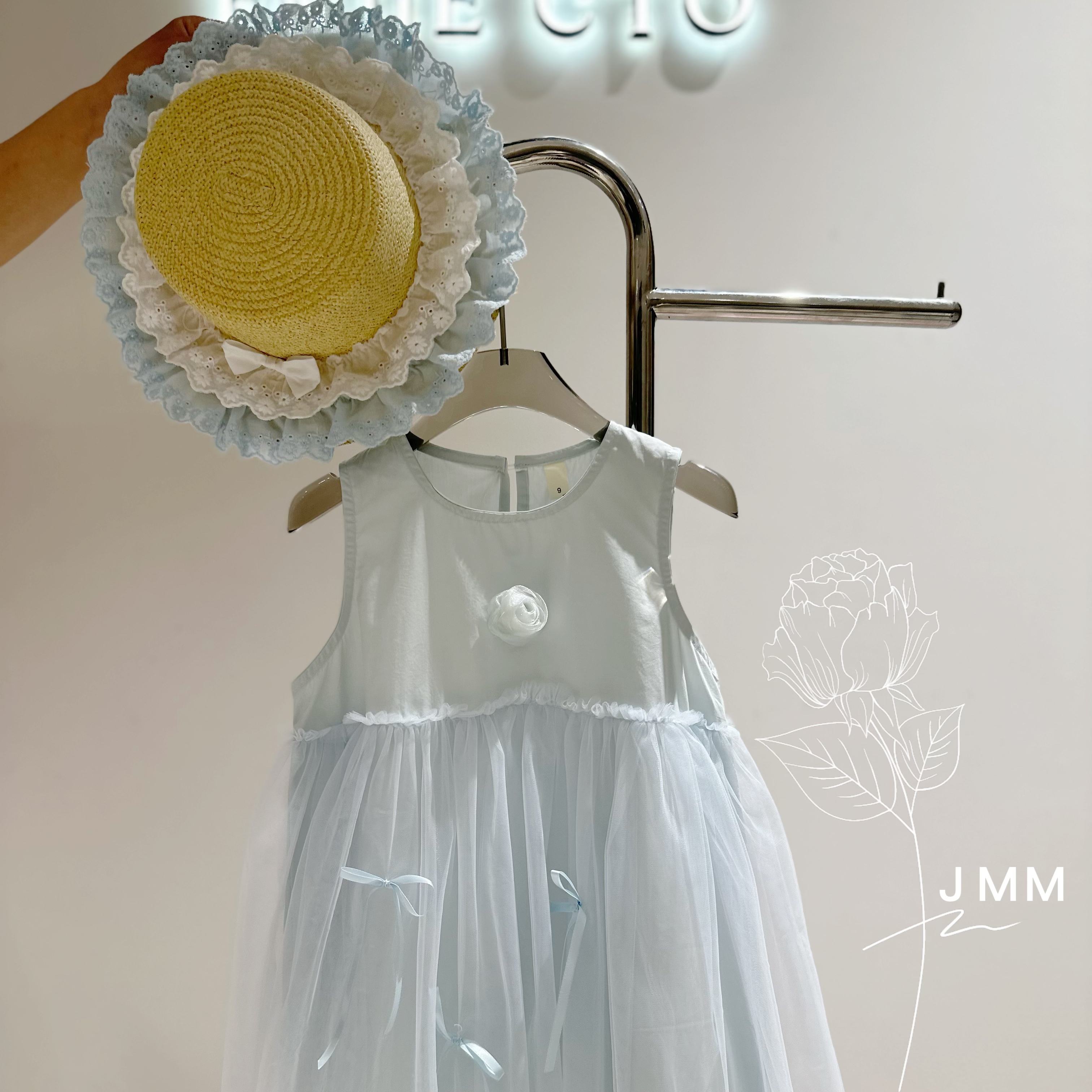 K082 女童高级感生日无袖网纱礼服裙夏季新款公主裙