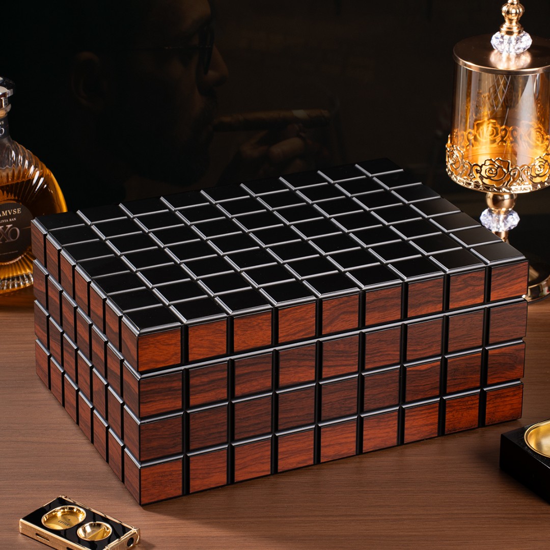 AK领茄魔方雪松木雪茄保湿盒醇化盒醒茄盒大容量80支