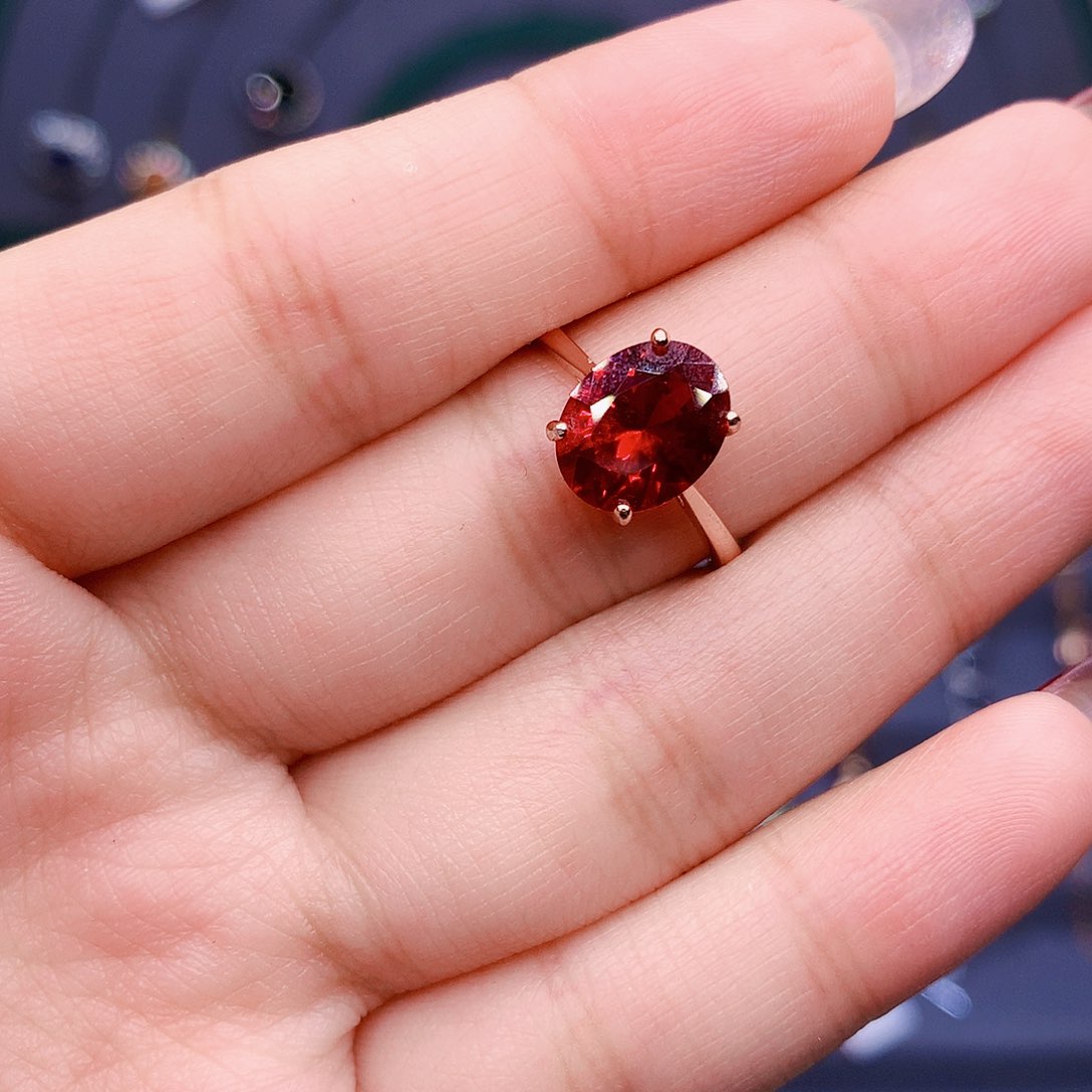 红宝石戒指银S925镶嵌