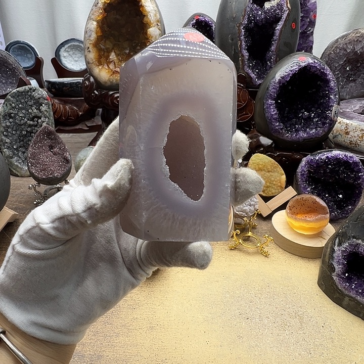 水晶珠宝半成品未镶嵌能量柱子带窝窝49